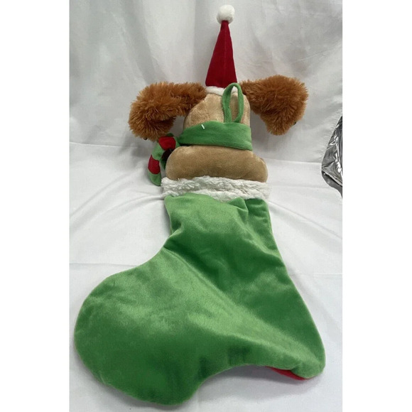 Christmas Stocking Musical Flop-Eared Doggie with Hanger  Plush 22” Working RARE - Picture 8 of 12
